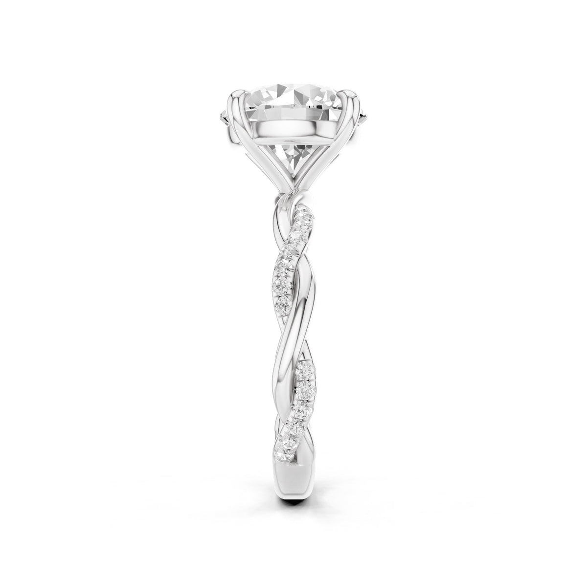 Ciela – 3 Carat Round Criss Cross Pavé Solitaire