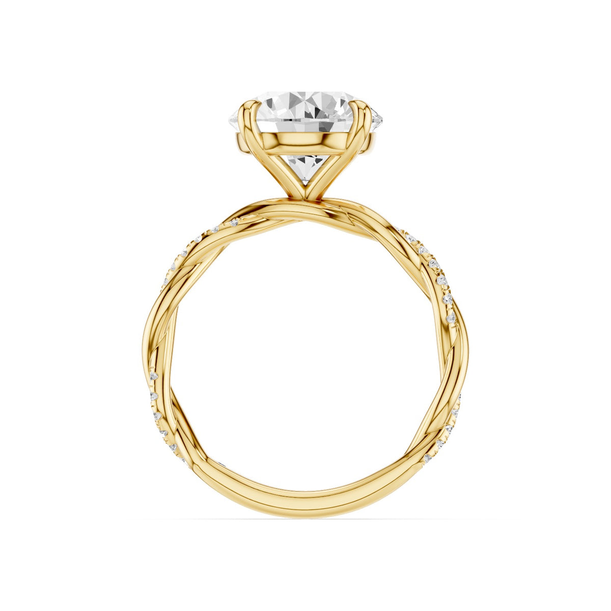 Ciela – 3 Carat Round Criss Cross Pavé Solitaire
