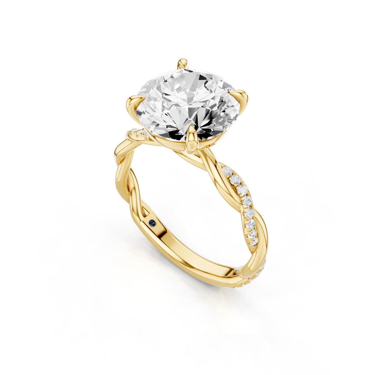 Ciela – 3 Carat Round Criss Cross Pavé Solitaire