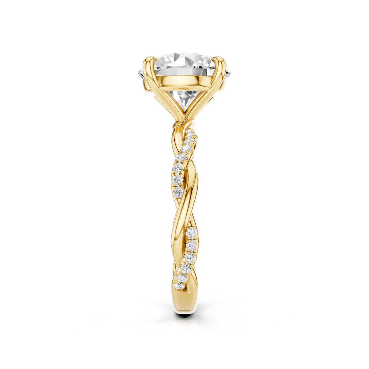 Ciela – 3 Carat Round Criss Cross Pavé Solitaire